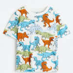 Boys Cotton Regular Fit Dino Printed T-Shirt